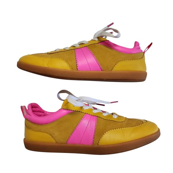 Boden Womens Yellow Erin Retro Tennis Trainers Size US8 EU39 Mustard Pink Suede - Picture 6 of 10